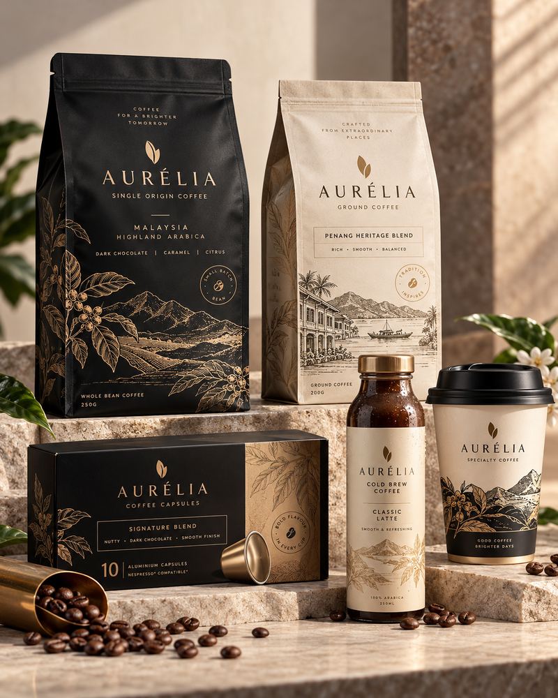 Aurélia: premium minimal coffee packaging concept design by KEFI