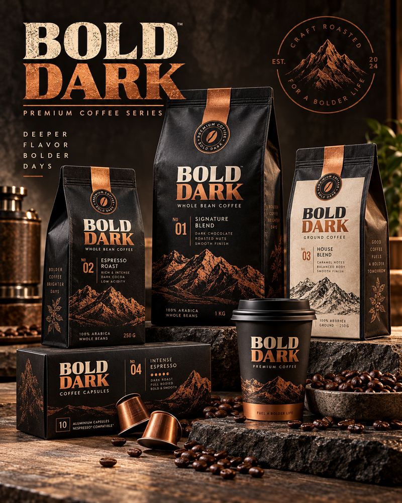 Bold Dark: bold and masculine coffee packaging concept design by KEFI