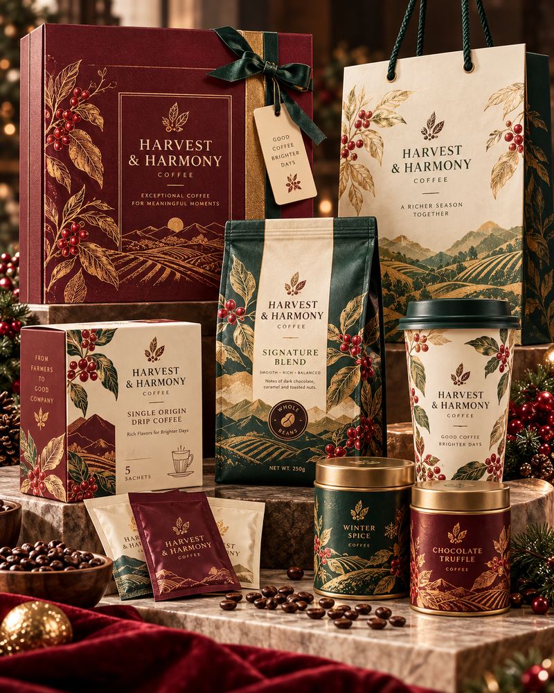 Harvest & Harmony: festive gift range coffee packaging concept design by KEFI